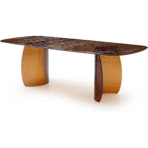 Rivelle 94" Dining Table in Bronze Textured Tempered Glass