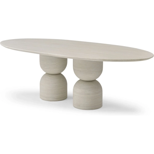 Rocca 94" Oval Dining Table in Beige Travertine
