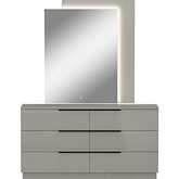 Damien Dresser & Mirror Set in High Gloss Light Grey