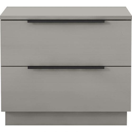 Damien 2 Drawer Nightstand in High Gloss Light Grey & Black (Set of 2)
