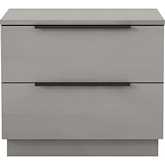 Damien 2 Drawer Nightstand in High Gloss Light Grey & Black (Set of 2)