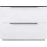 Damien 2 Drawer Nightstand in High Gloss White & Silver Stainless Steel (Set of 2)
