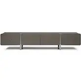 Elena 95" TV Stand in Light Grey Ash Veneer & Brushed Nickel Stainless