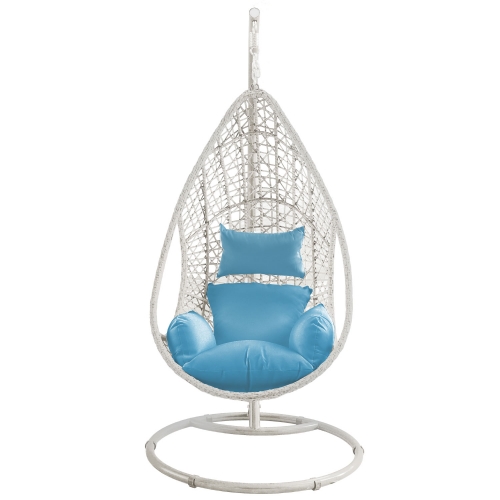 Bravo Outdoor Hanging Egg Chair in White Wash Wicker with Stand
