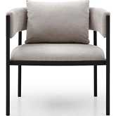Envie Accent Chair in Light Grey Fabric & Sanded Black Steel (Set of 2)