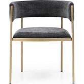 Envie Dining Arm Chair in Charcoal Grey Fabric & Brushed Brass Stainless Steel (Set of 2)