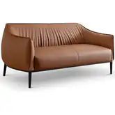 Benbow Loveseat in Brown Vegan Leather & Sanded Black Steel