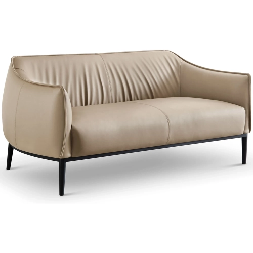 Benbow Loveseat in Light Gray Vegan Leather & Sanded Black Steel