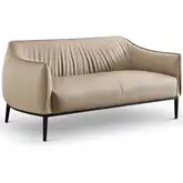 Benbow Loveseat in Light Gray Vegan Leather & Sanded Black Steel