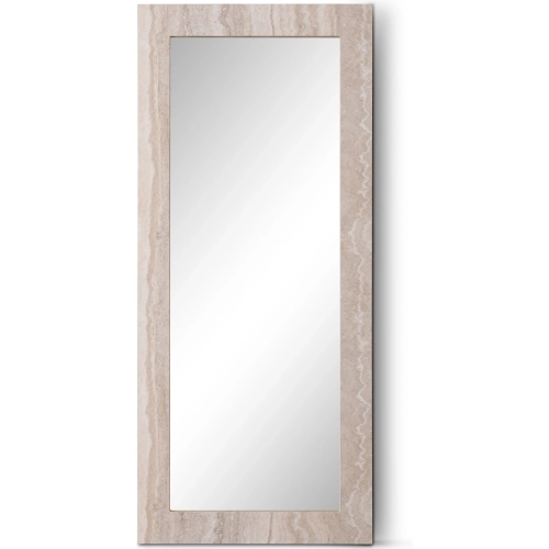 Travia Mirror in Matte Beige Faux Travertine Finish