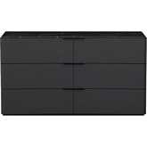 Massimo 6 Drawer Dresser in Dark Grey with Black & White Marble Texture Lacquer