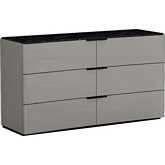 Massimo 6 Drawer Dresser in Light Grey with Black & White Marble Texture Lacquer