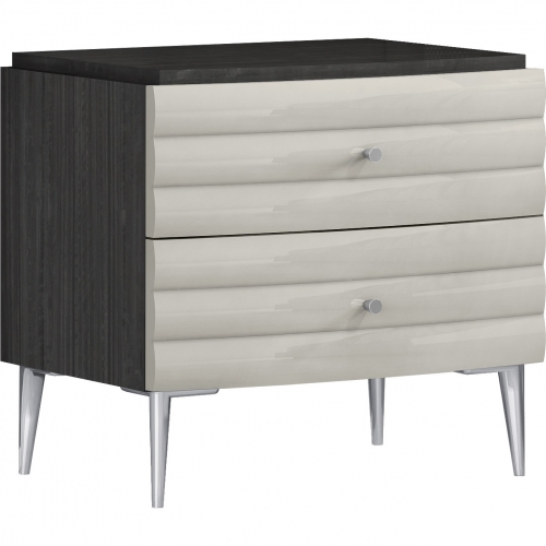 Pino Nightstand in High Gloss Dark & Light Grey (Set of 2)