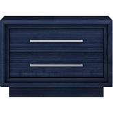 Alexander Nightstand in High Gloss Saphire Blue & Stainless Steel (Set of 2)