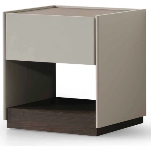 Raphael Nightstand in Light Gray Lacquer & Walnut Veneer (Set of 2)