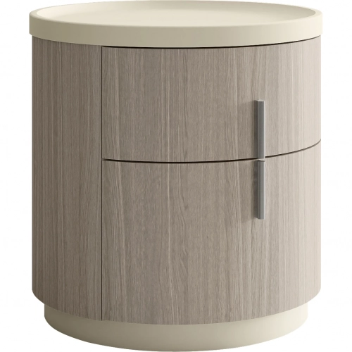 Celine Nightstand in Beige Lacquer & Oak Wood Veneer (Set of 2)