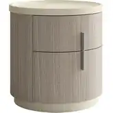 Celine Nightstand in Beige Lacquer & Oak Wood Veneer (Set of 2)