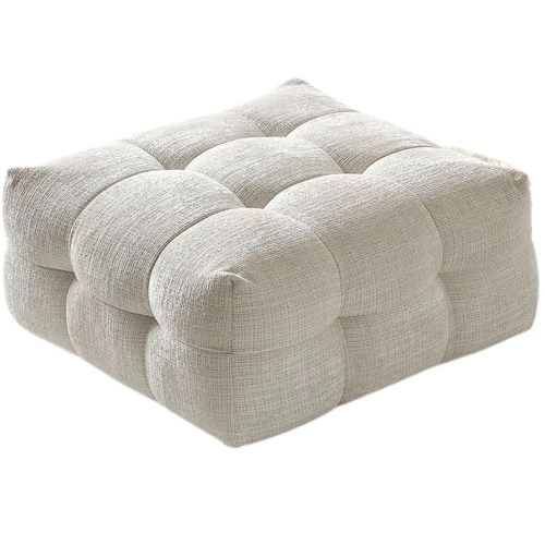 Cloud Ottoman in All Over Tufted Beige Fabric