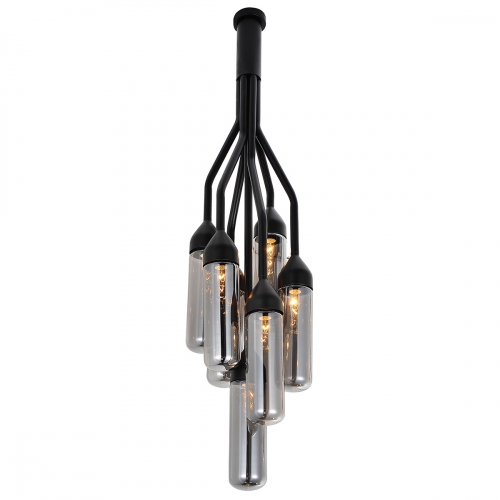 Darsie Ceiling Pendant Lamp in Black Carbon Steel & Glass