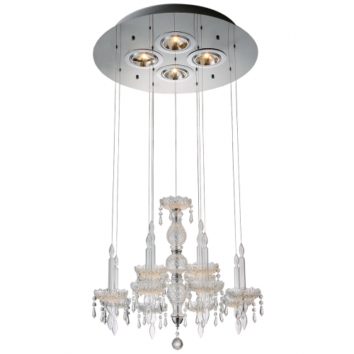 Macy 26" Ceiling Pendant Lamp in Clear Glass & Crystal