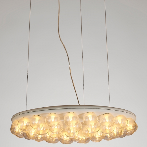 Ruby Ceiling Pendant Lamp in White Metal with Glass Bulbs
