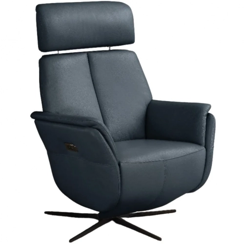 Beverly Powel Swivel Recliner in Blue Leather