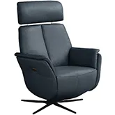 Beverly Powel Swivel Recliner in Blue Leather