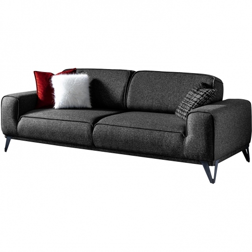 Bursa Sofa Bed in Dark Grey Linen & Black Metal Legs