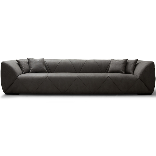 Quarry Sofa in Quilted Dark Grey Nubuck & Black