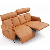 Beverly Power Recline Sofa in Camel Leather