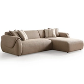 Flore Sectional Sofa w/ Right Hand Facing Chaise in Taupe Brown Boucle Fabric