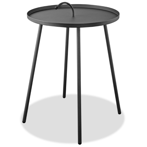 Jett Indoor Outdoor Side Table with Handle in Grey Steel