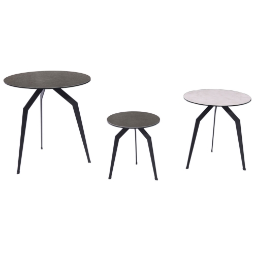 Santiago Side Table in Glass, Ceramic & Black Iron (Set of 3)