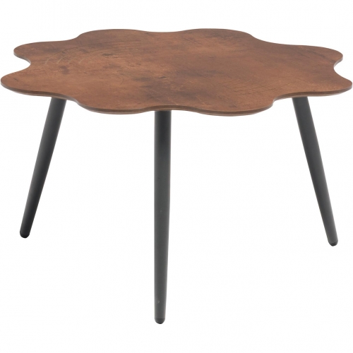 Flora 28" Outdoor Flower Shape Side Table Walnut Finish Laminate & Black