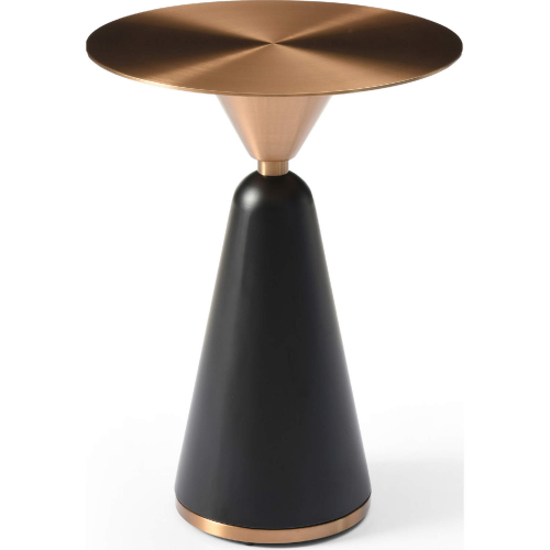 Zora Side Table in Brushed Brass Finish Stainless Steel & Black Metal