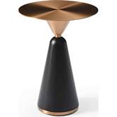 Zora Side Table in Brushed Brass Finish Stainless Steel & Black Metal