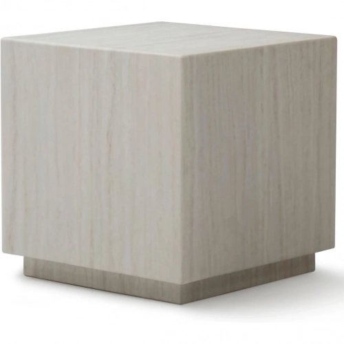 Iris Square Side Table in Beige Travertine