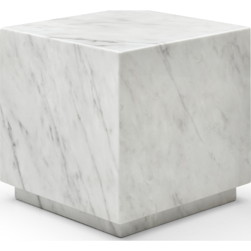 Iris Square Side Table in High Gloss White Marble