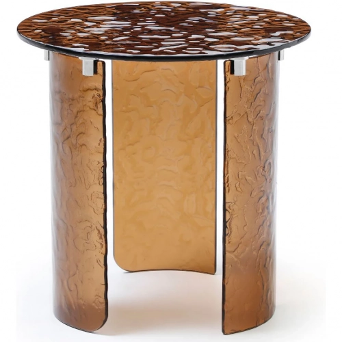 Rivelle Side Table in Bronze Textured Tempered Glass
