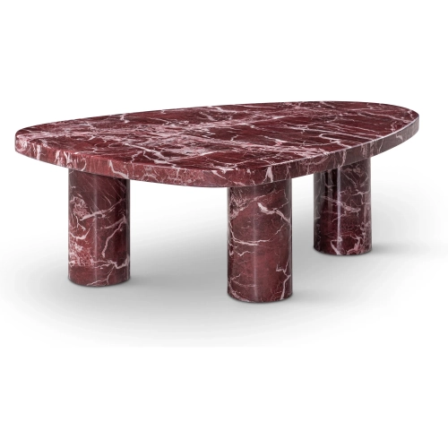 Amore Side Table in Gloss Red & White Rosso Levanto Marble
