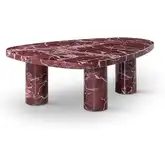 Amore Side Table in Gloss Red & White Rosso Levanto Marble