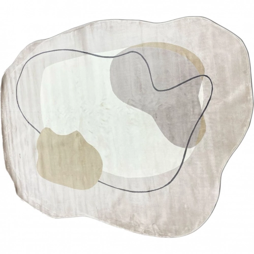 Clara Abstract Shape Area Rug in Neutral Multicolor Poly