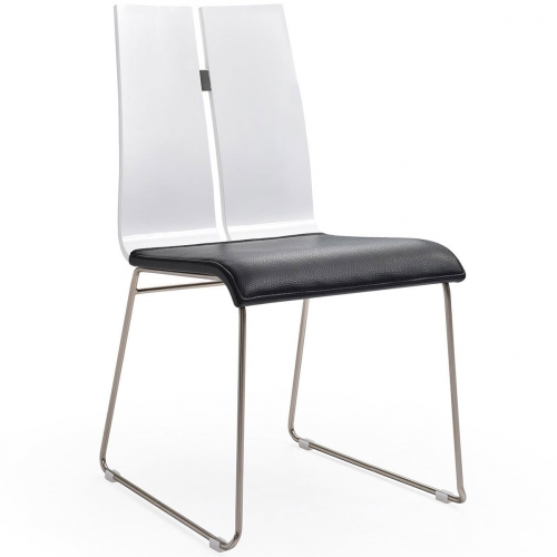 Lauren Dining Chair in High Gloss White & Black Leatherette (Set of 2)