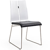 Lauren Dining Chair in High Gloss White & Black Leatherette (Set of 2)