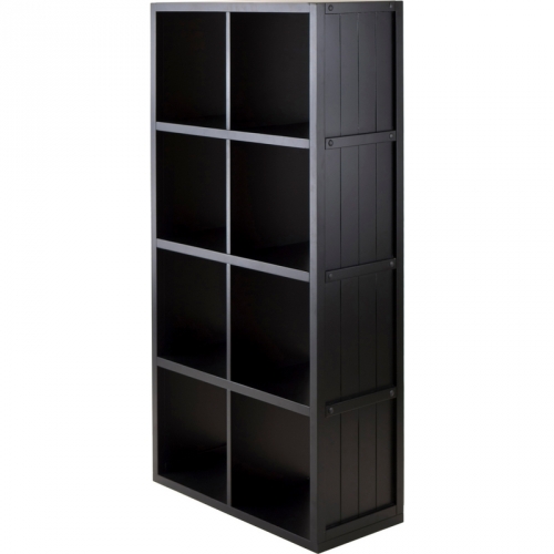 Timothy Shelf 4 x 2 Slots with Wainscoting Panel in Black