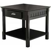 Timber End Table with One Drawer & Shelf in Black