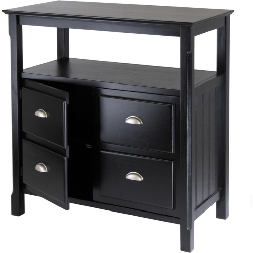 Timber Buffet Table with 2 Doors in Black