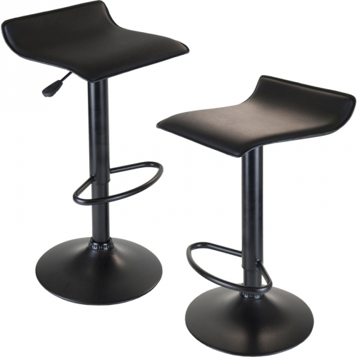 Obsidian Adj. Swivel Air Lift Stool with Black Metal Base & Black Vinyl