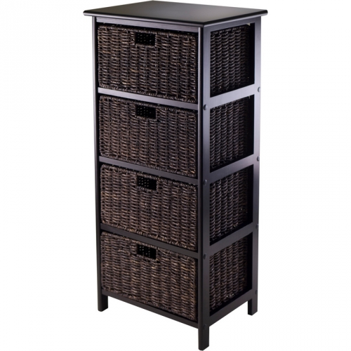 Omaha Storage Rack with 4 Foldable Baskets in Black