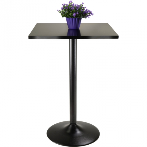 Square Pub Table with Black Leg & Base in Black